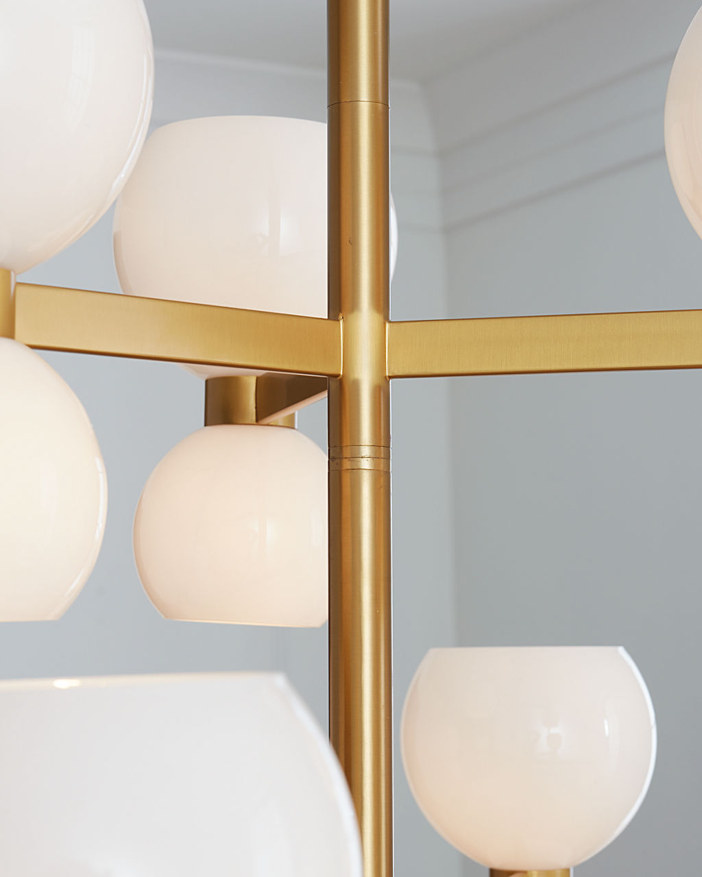Londyn Medium Chandelier Burnished Brass | Milk White Glass