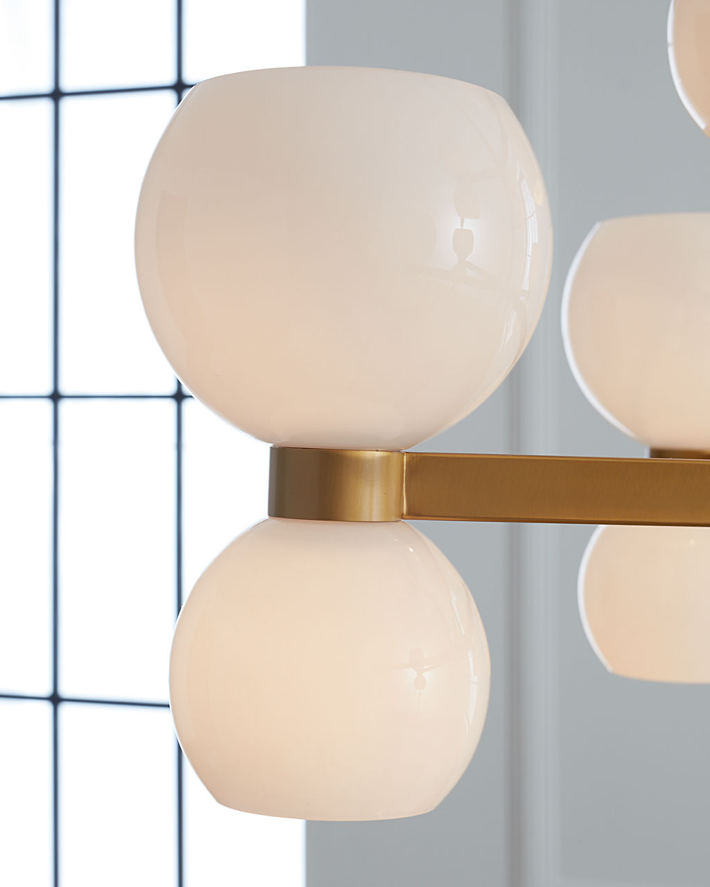 Londyn Medium Chandelier Burnished Brass | Milk White Glass