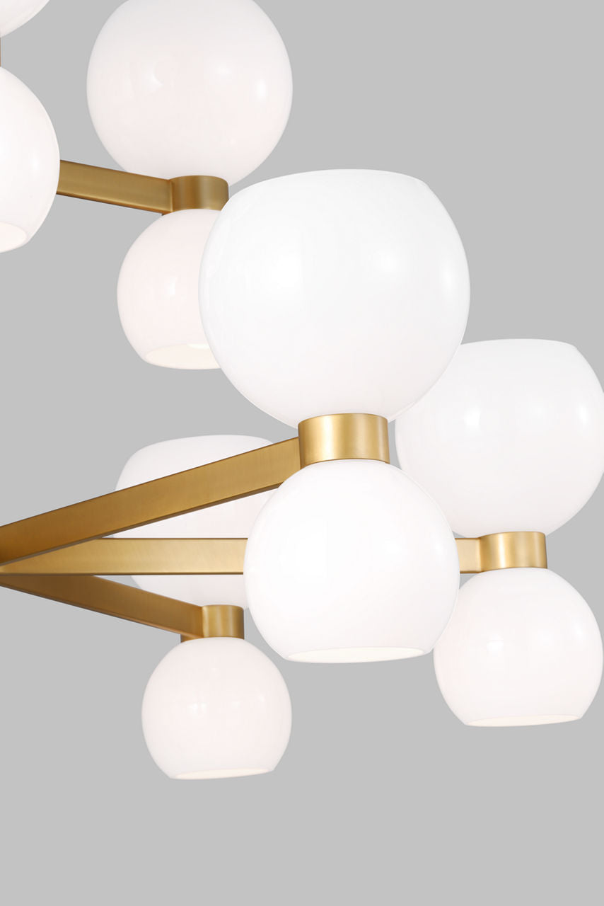 Londyn Medium Chandelier Burnished Brass | Milk White Glass