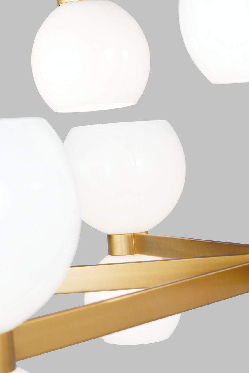 Londyn Medium Chandelier Burnished Brass | Milk White Glass