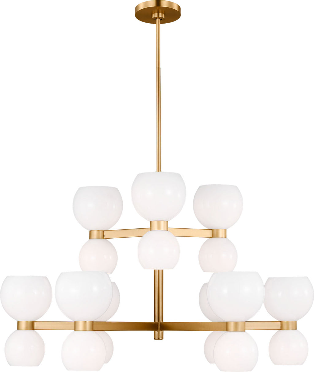 Londyn Medium Chandelier Burnished Brass | Milk White Glass
