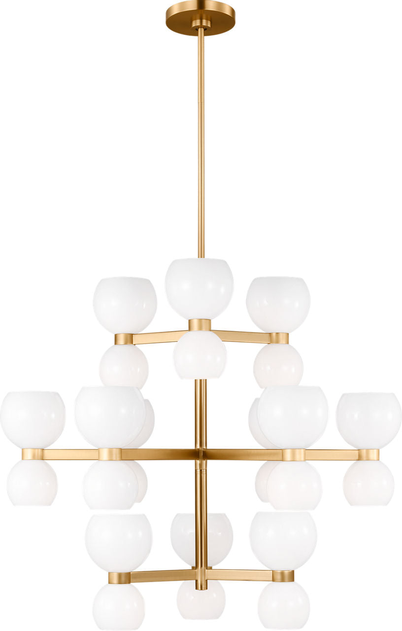 Londyn Large Chandelier Burnished Brass | Milk White Glass