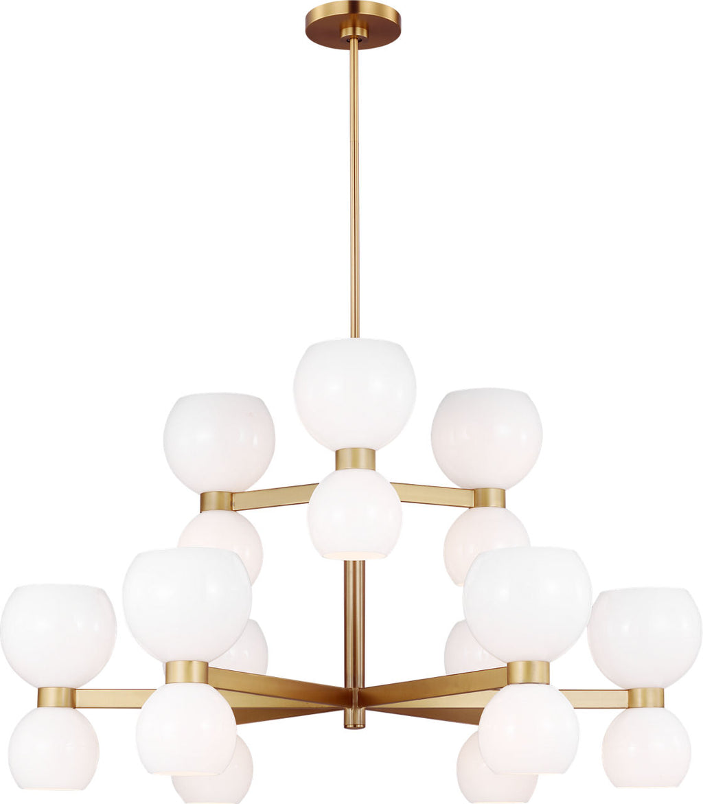 Londyn Medium Chandelier Burnished Brass | Milk White Glass