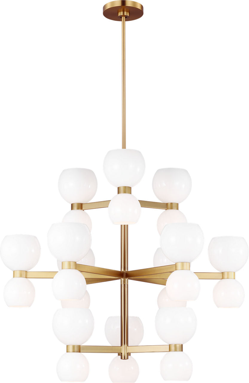 Londyn Large Chandelier Burnished Brass | Milk White Glass
