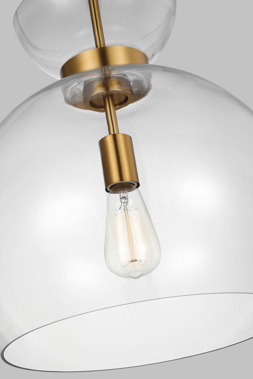 Londyn Round Pendant Burnished Brass | Clear Glass