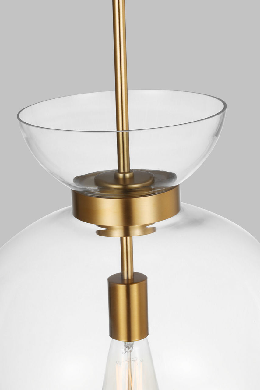 Londyn Round Pendant Burnished Brass | Clear Glass