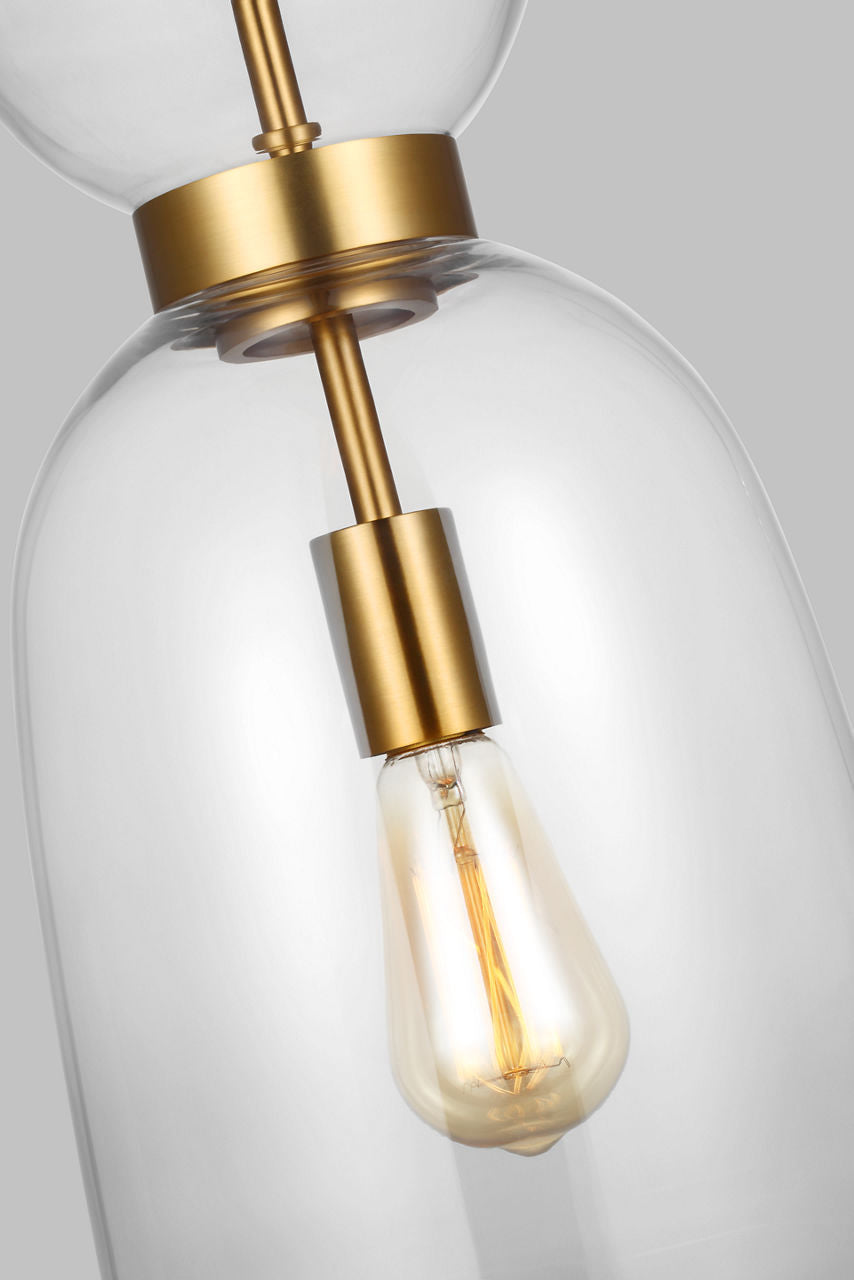 Londyn Tall Pendant Burnished Brass | Clear Glass