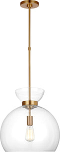 Londyn Round Pendant Burnished Brass | Clear Glass