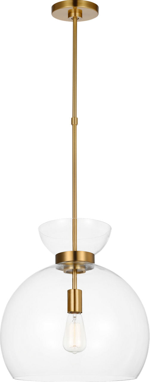 Londyn Round Pendant Burnished Brass | Clear Glass