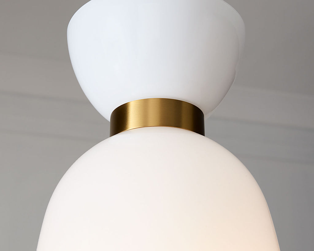 Londyn Tall Pendant Burnished Brass | Milk White Glass