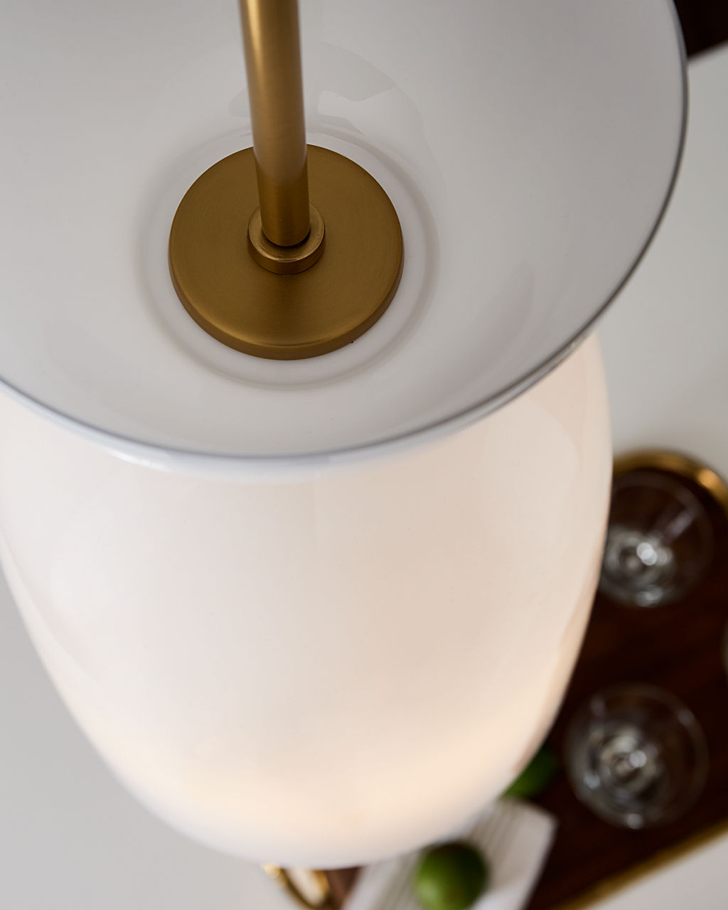 Londyn Tall Pendant Burnished Brass | Milk White Glass