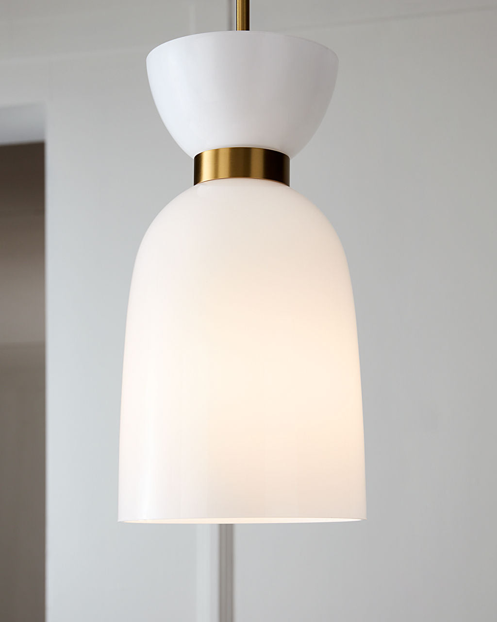 Londyn Tall Pendant Burnished Brass | Milk White Glass