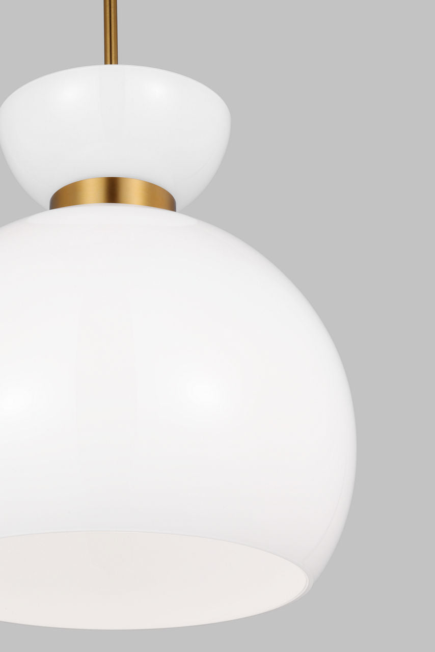 Londyn Round Pendant Burnished Brass | Milk White Glass