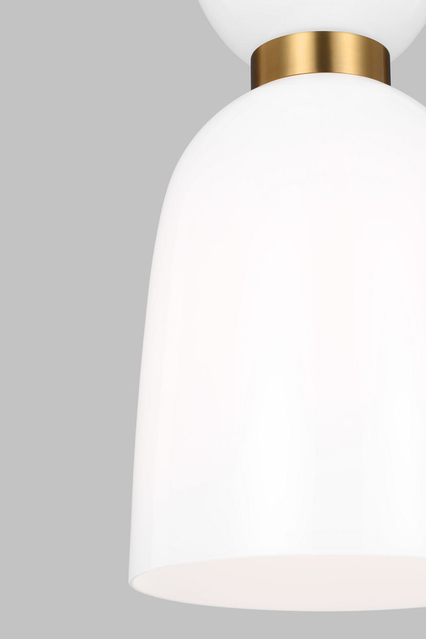 Londyn Tall Pendant Burnished Brass | Milk White Glass