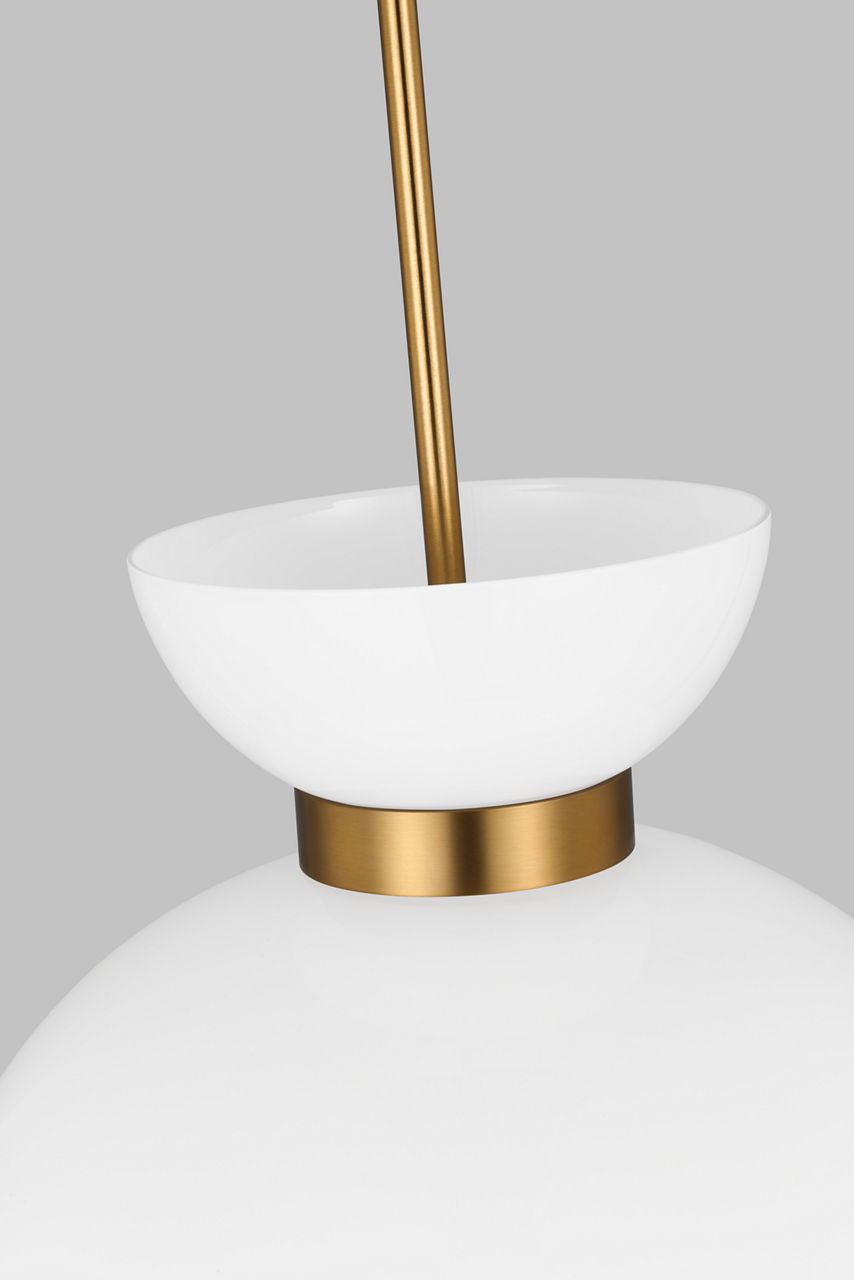 Londyn Round Pendant Burnished Brass | Milk White Glass