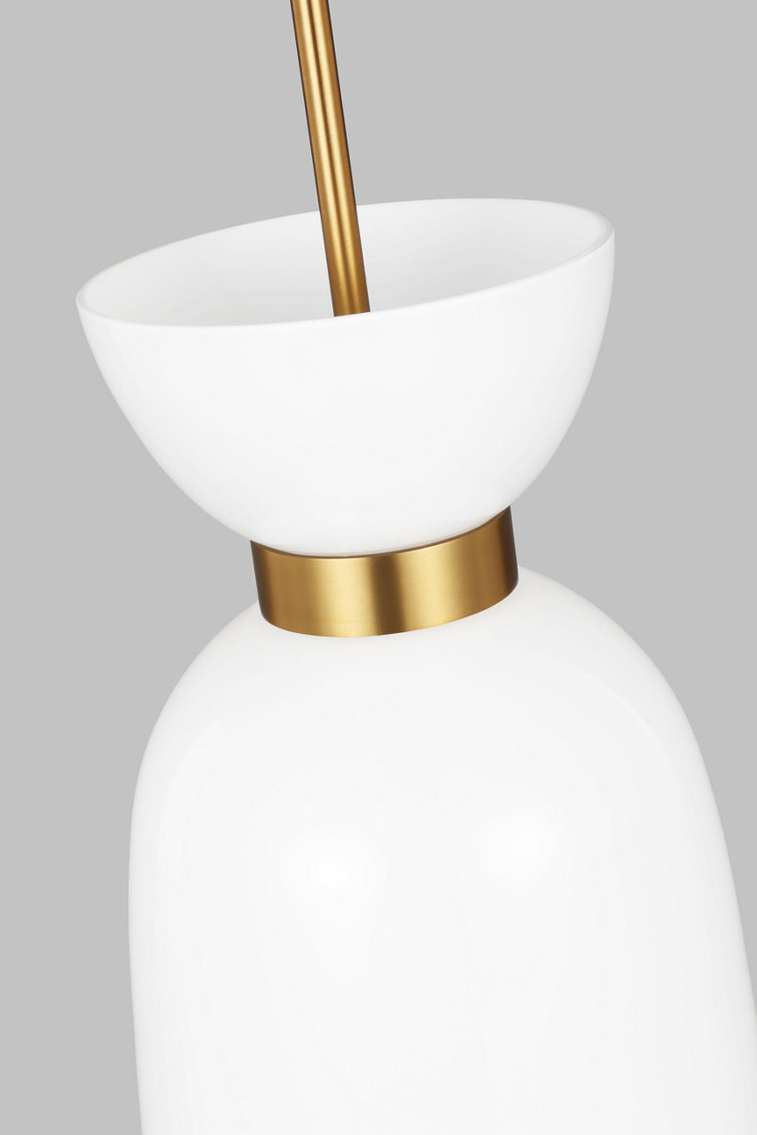 Londyn Tall Pendant Burnished Brass | Milk White Glass