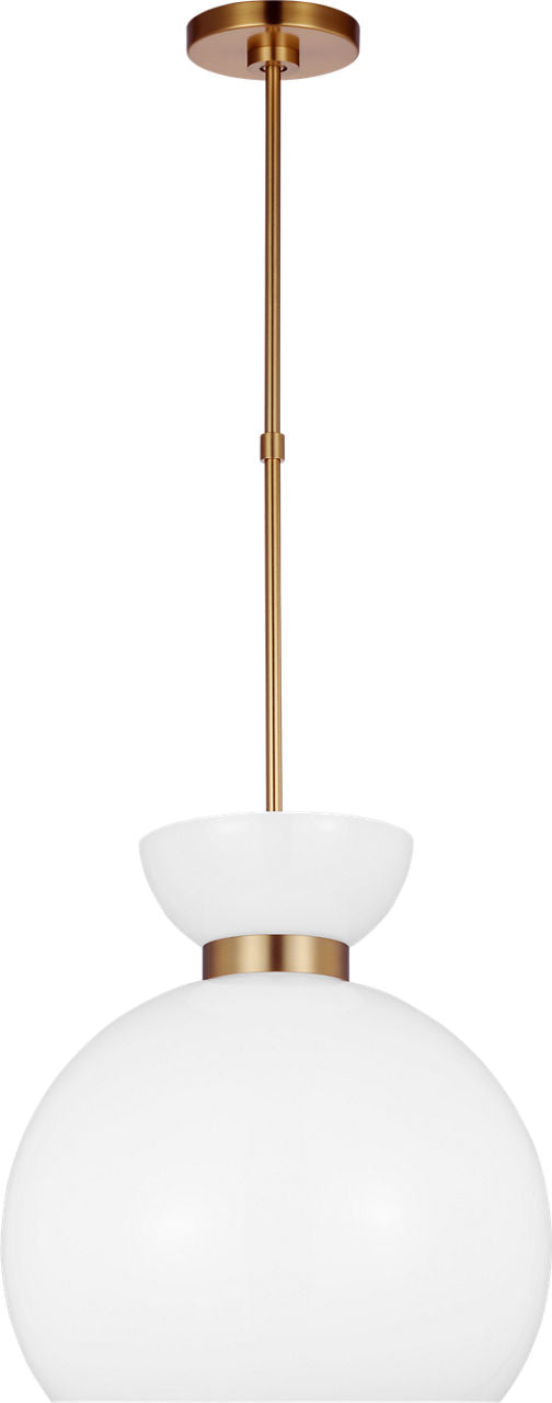 Londyn Round Pendant Burnished Brass | Milk White Glass
