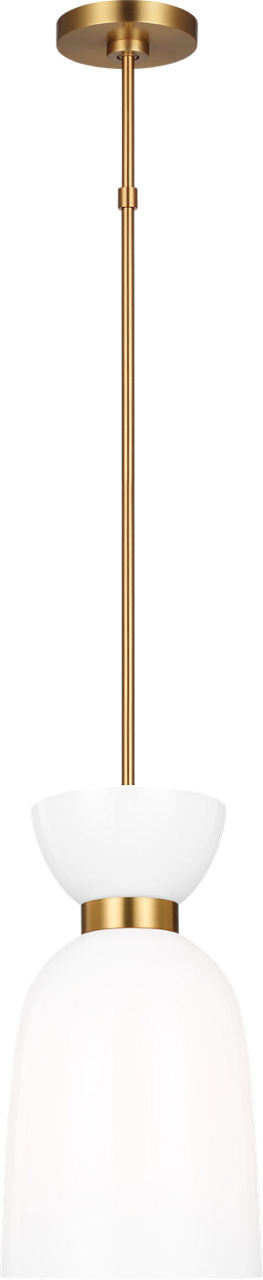 Londyn Tall Pendant Burnished Brass | Milk White Glass