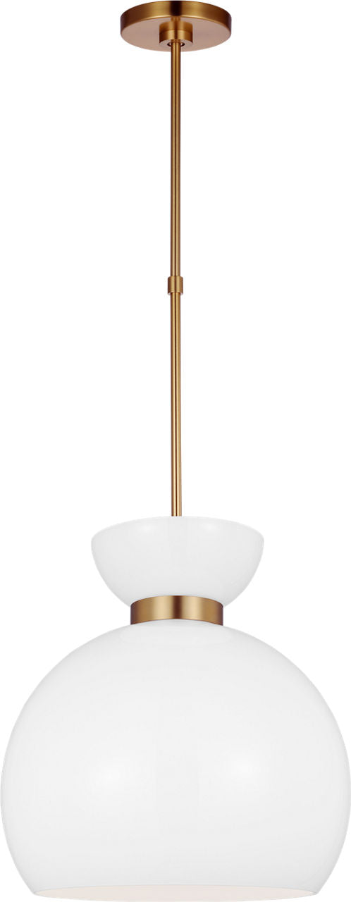 Londyn Round Pendant Burnished Brass | Milk White Glass
