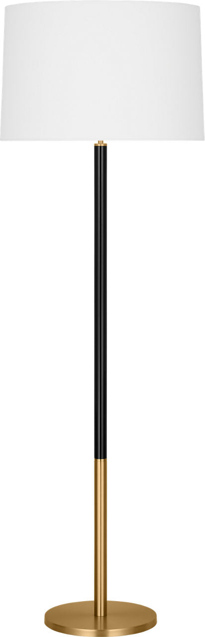 Monroe Large Floor Lamp | Burnished Brass and Glossy Black