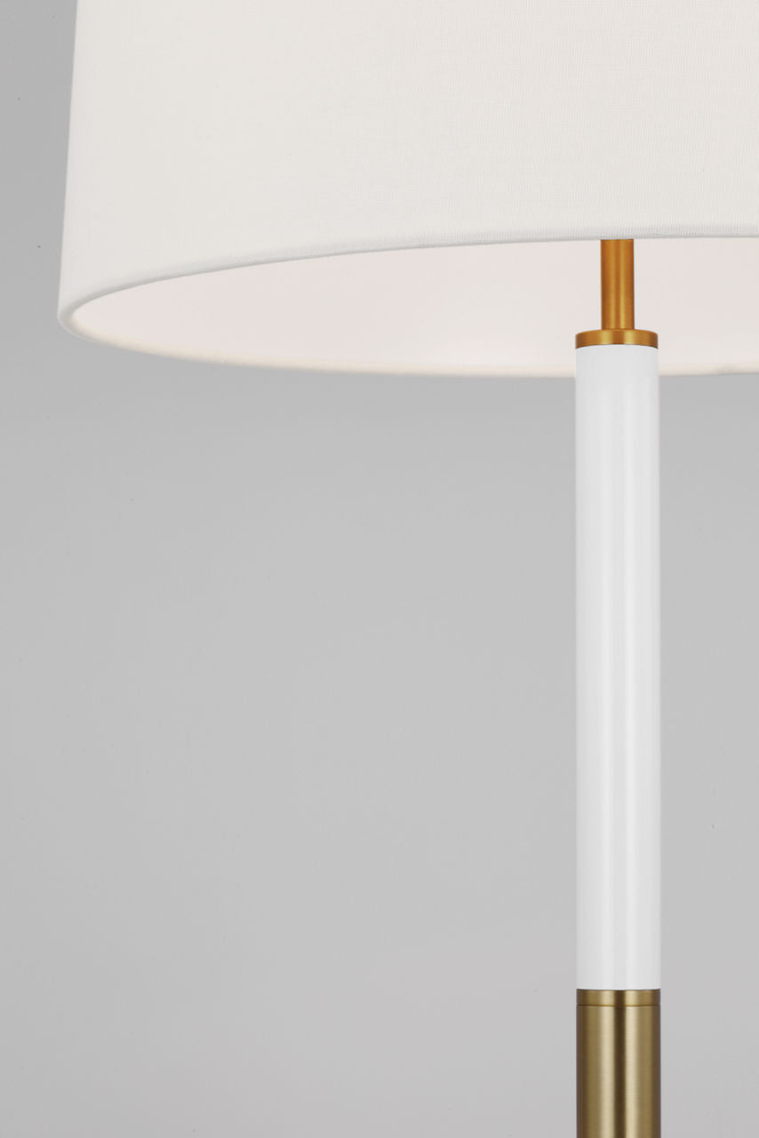 Monroe Medium Table Lamp | Burnished Brass and Glossy White