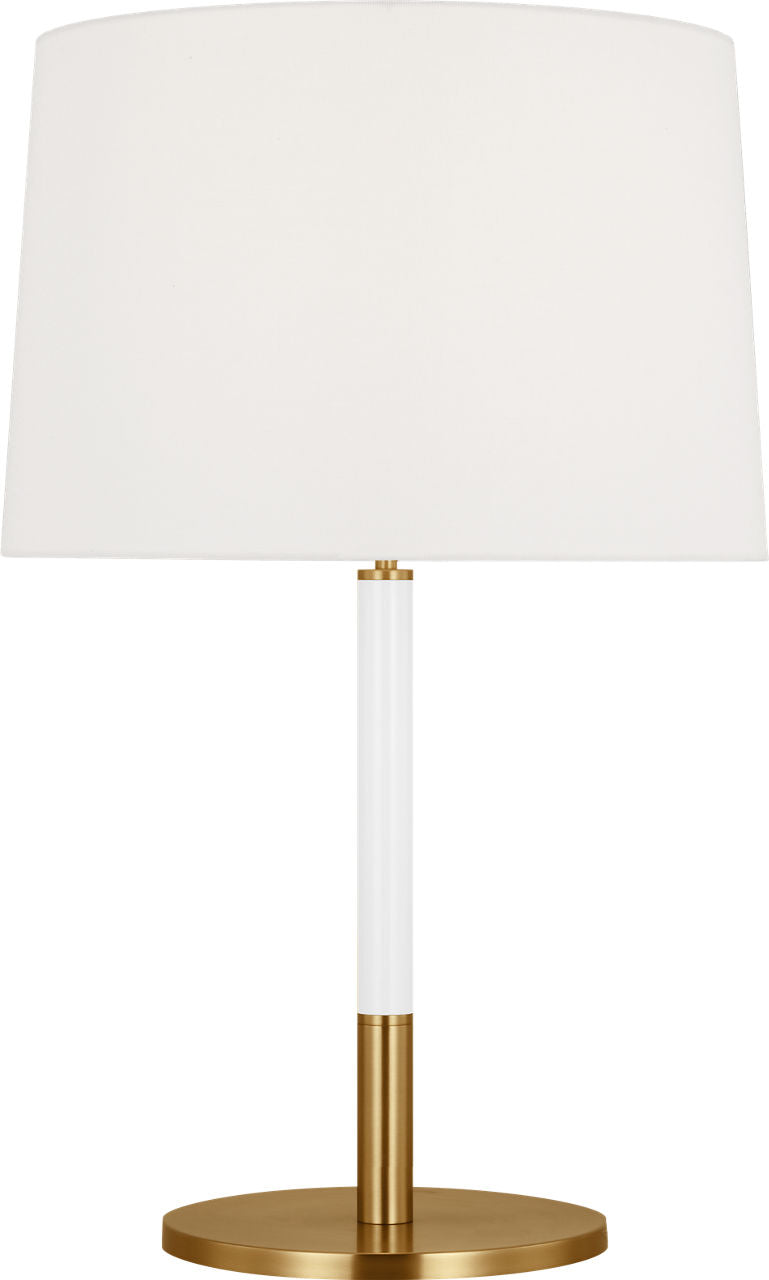 Monroe Medium Table Lamp | Burnished Brass and Glossy White