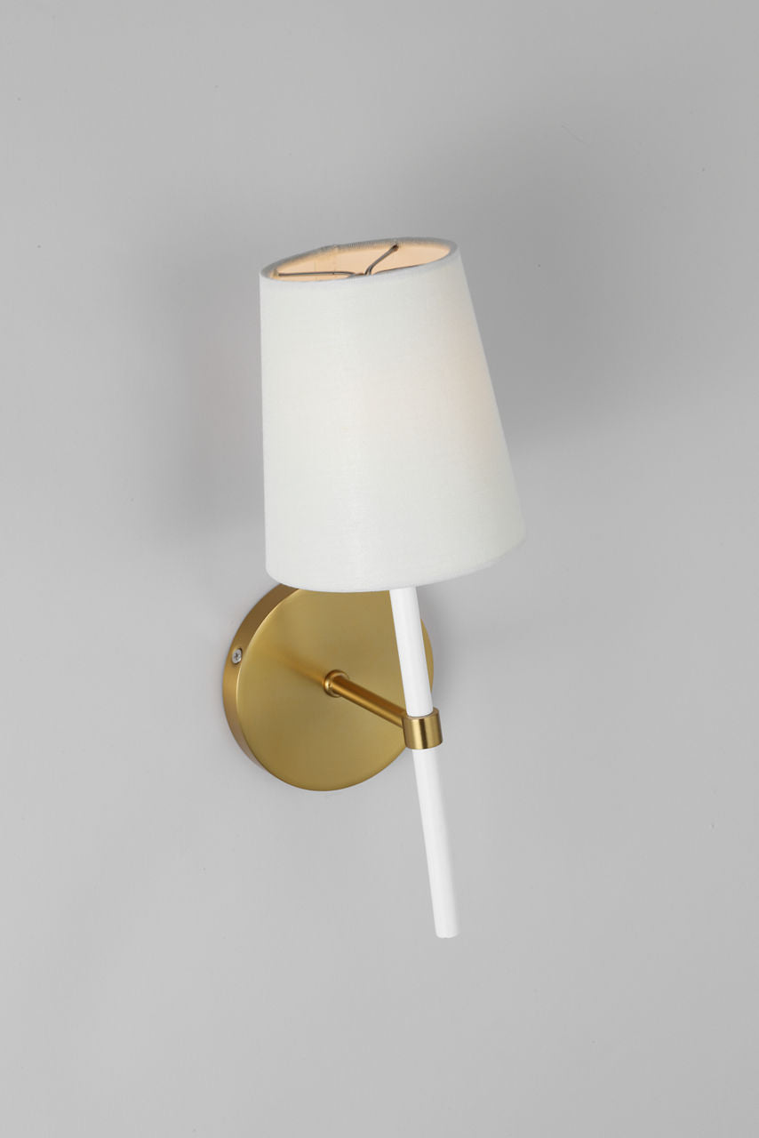 Monroe Small Sconce | Burnished Brass and Glossy White