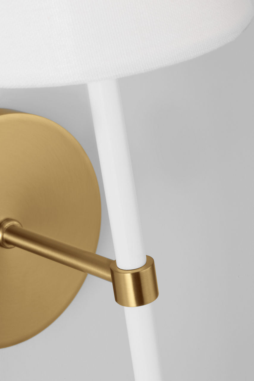 Monroe Tail Sconce | Burnished Brass and Glossy White