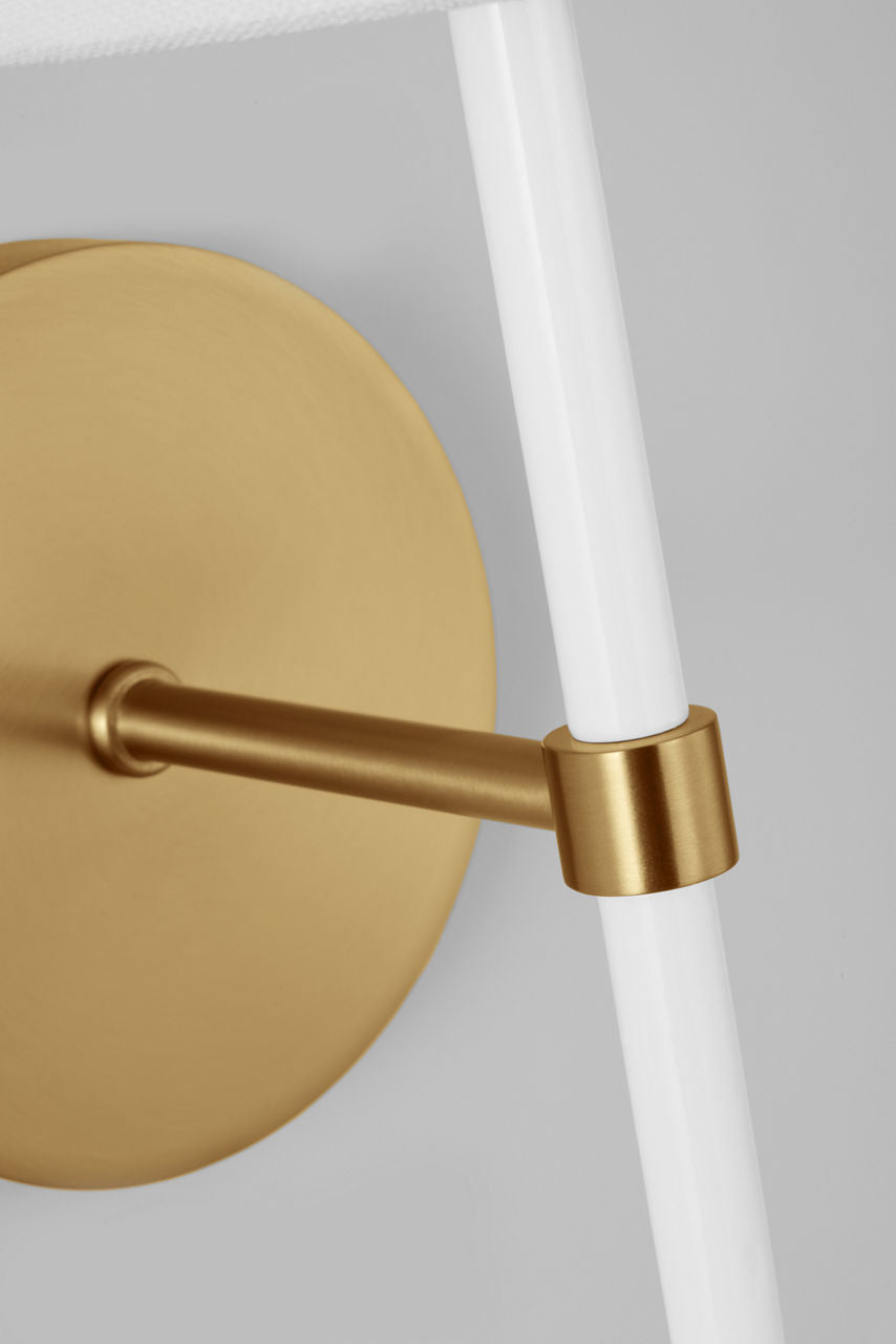 Monroe Small Sconce | Burnished Brass and Glossy White