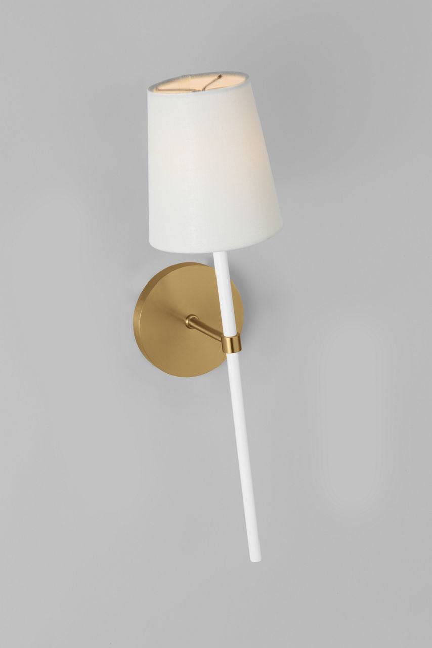 Monroe Tail Sconce | Burnished Brass and Glossy White