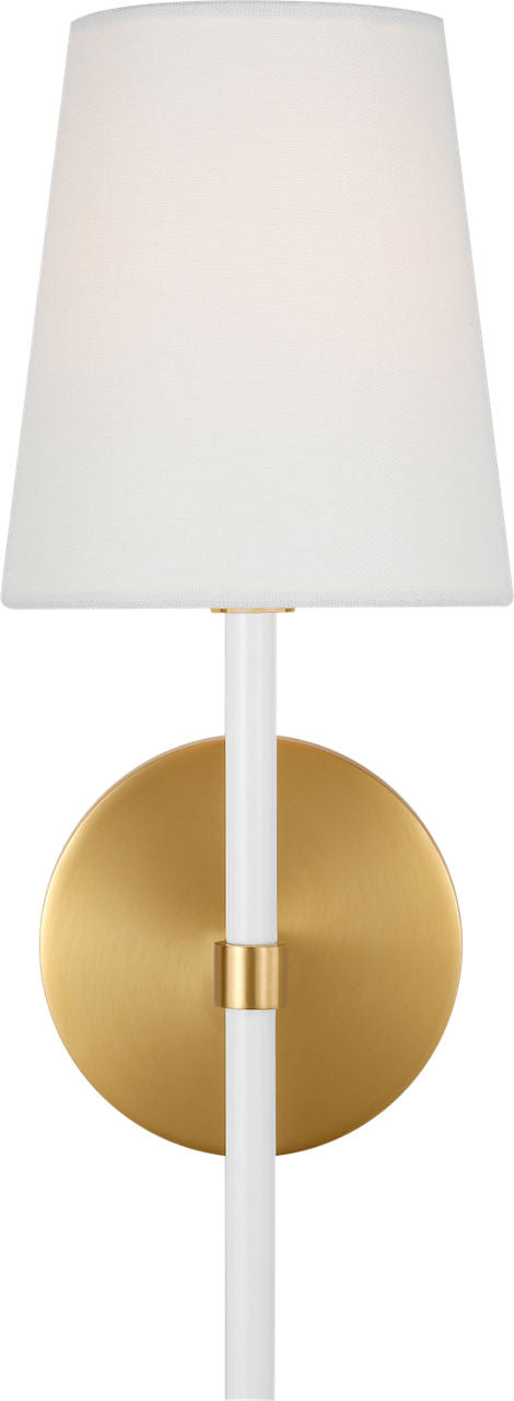 Monroe Small Sconce | Burnished Brass and Glossy White