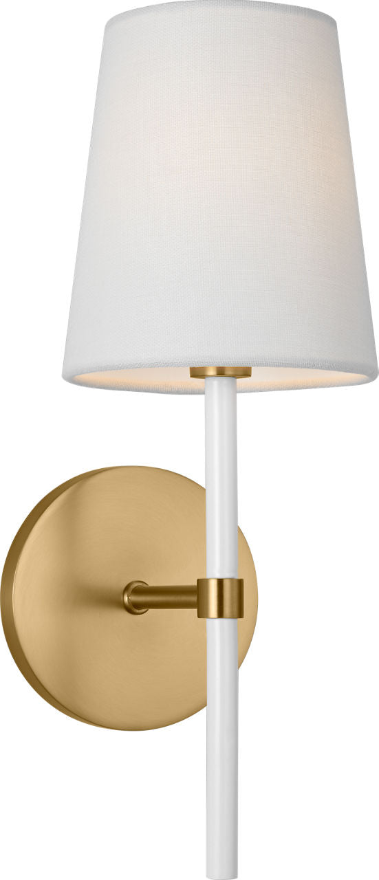 Monroe Small Sconce | Burnished Brass and Glossy White