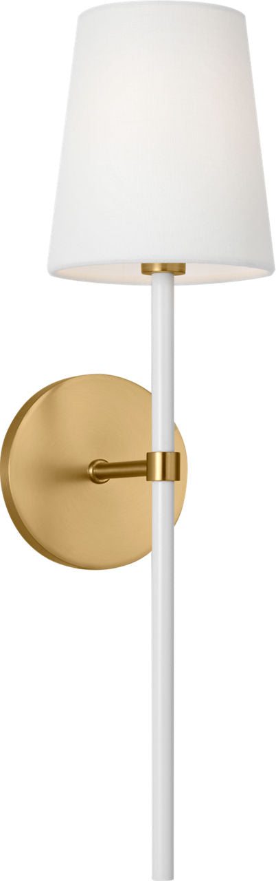 Monroe Tail Sconce | Burnished Brass and Glossy White