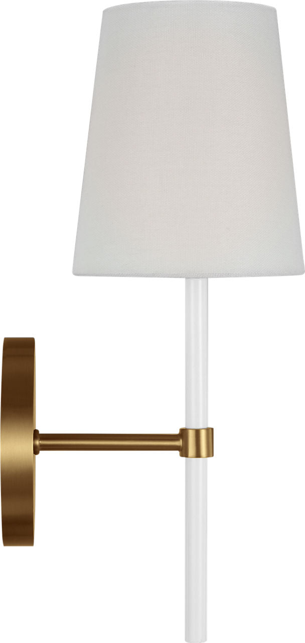 Monroe Small Sconce | Burnished Brass and Glossy White