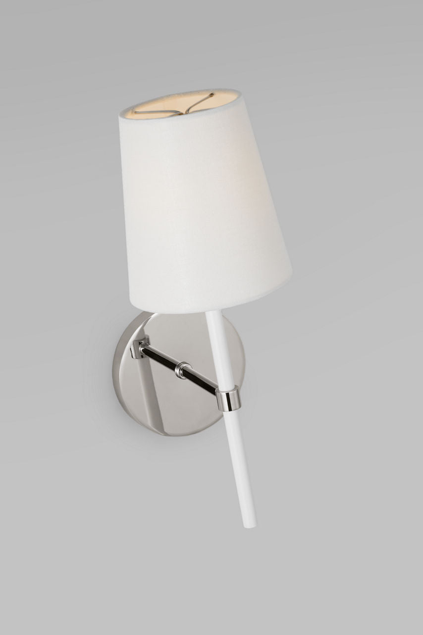 Monroe Small Sconce | Polished Nickel and Glossy White