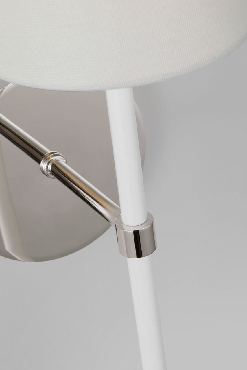 Monroe Tail Sconce | Polished Nickel and Glossy White