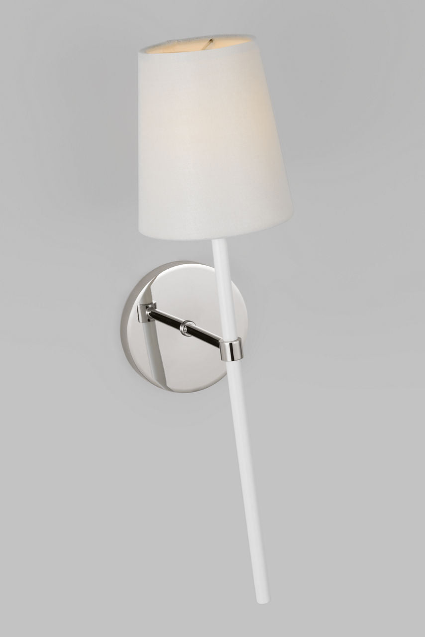 Monroe Tail Sconce | Polished Nickel and Glossy White
