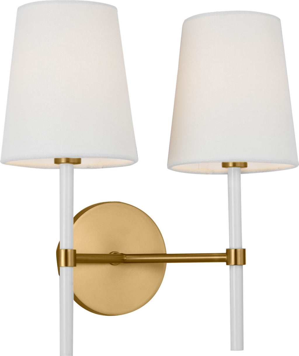 Monroe Double Sconce | Burnished Brass and Glossy White