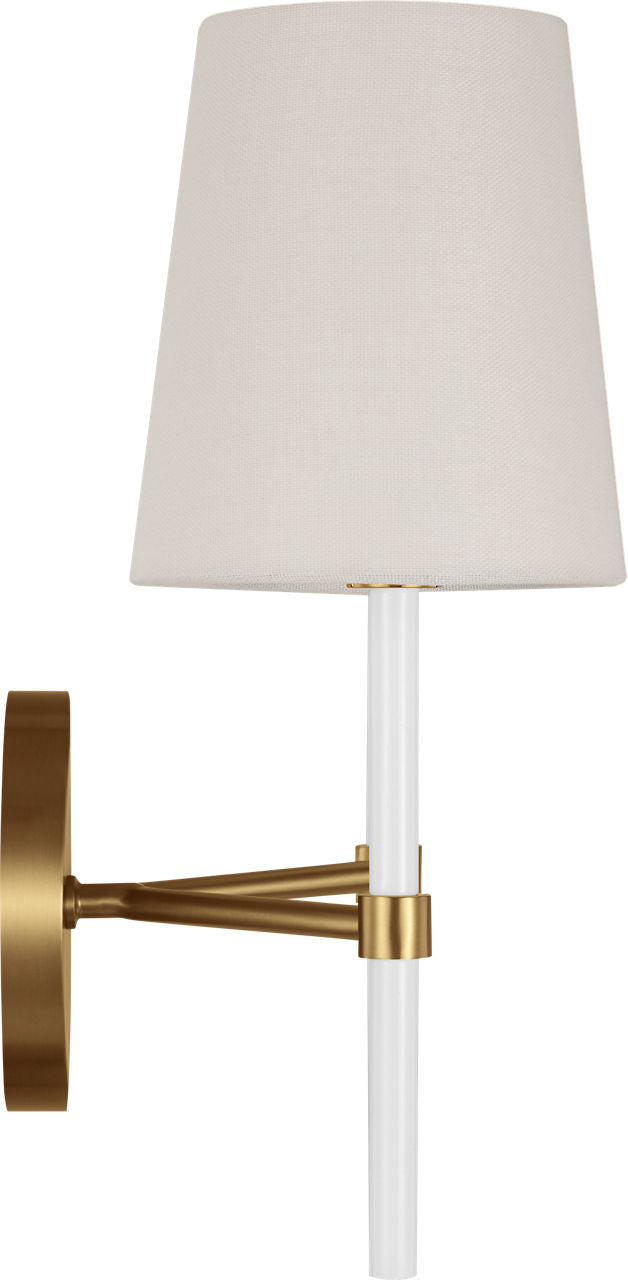 Monroe Double Sconce | Burnished Brass and Glossy White
