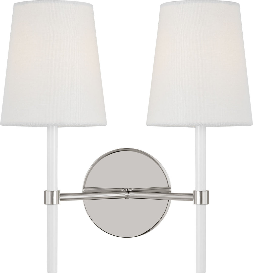Monroe Double Sconce | Polished Nickel and Glossy White