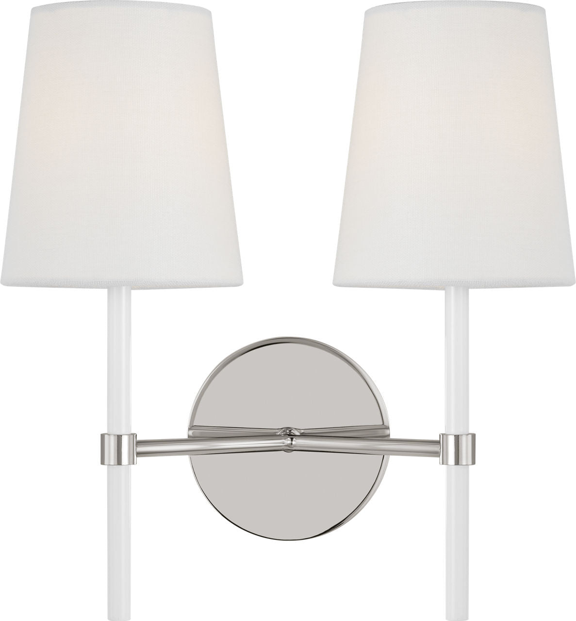 Monroe Double Sconce | Polished Nickel and Glossy White