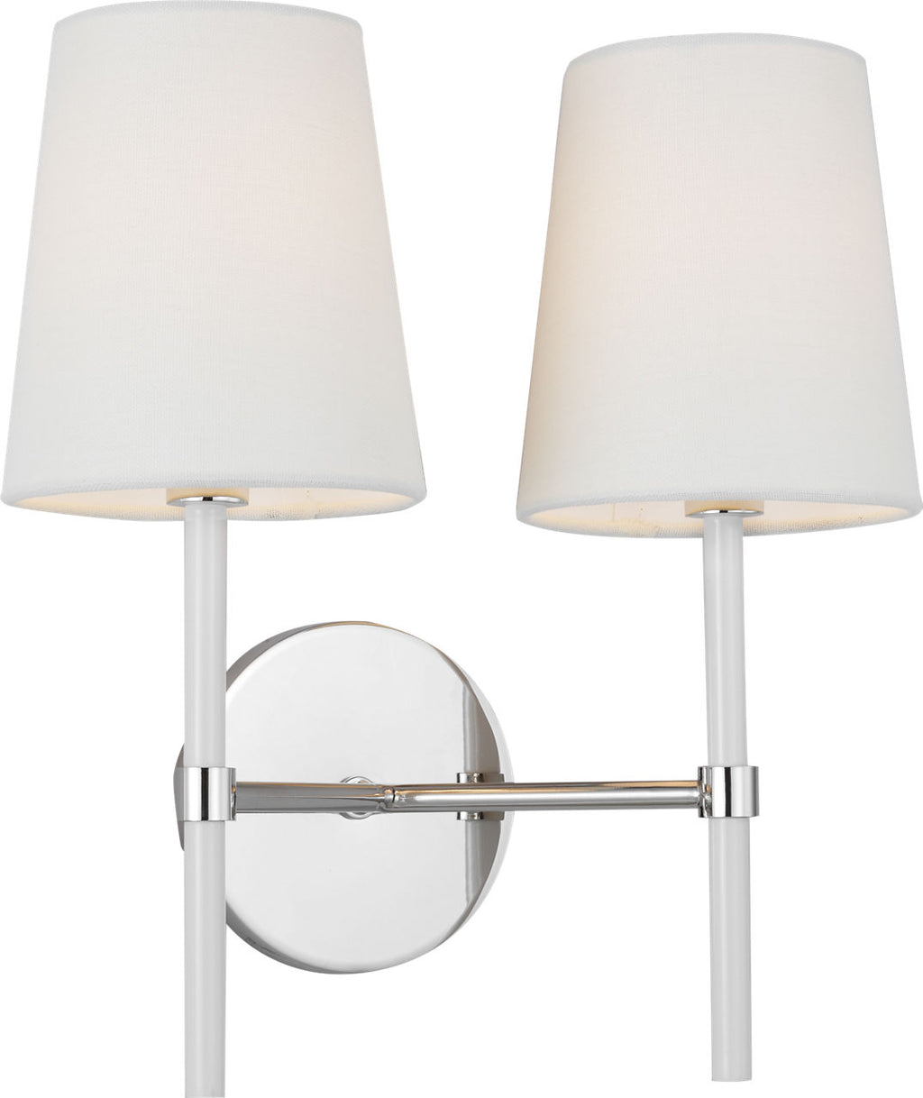Monroe Double Sconce | Polished Nickel and Glossy White