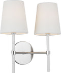 Monroe Double Sconce | Polished Nickel and Glossy White