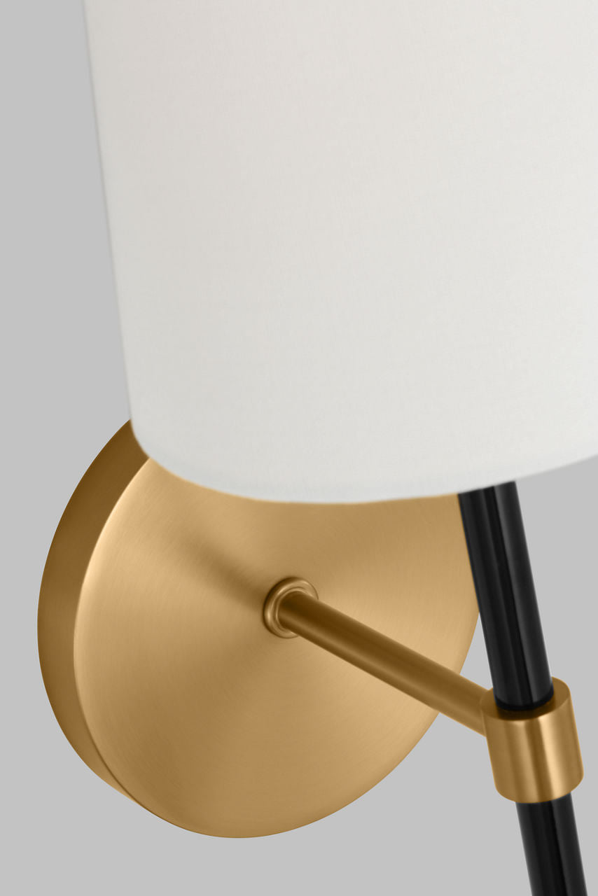 Monroe Small Sconce | Burnished Brass and Glossy Black