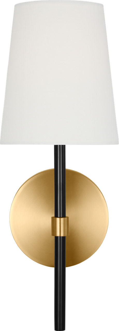Monroe Small Sconce | Burnished Brass and Glossy Black