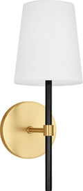 Monroe Small Sconce | Burnished Brass and Glossy Black