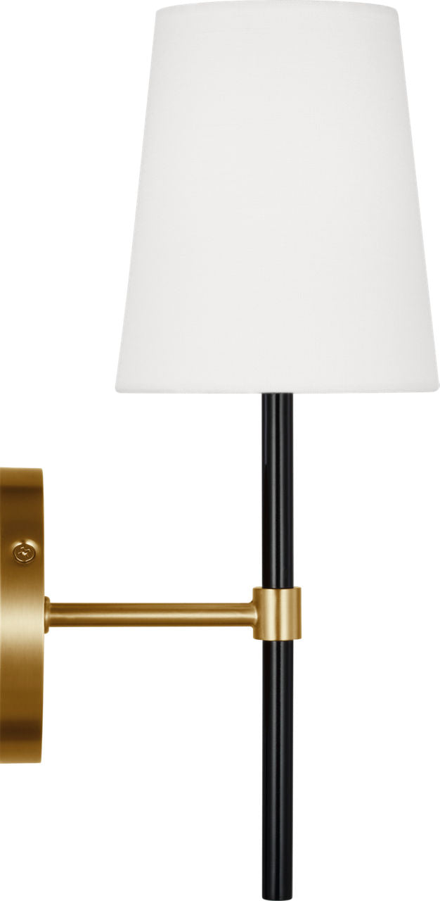 Monroe Small Sconce | Burnished Brass and Glossy Black