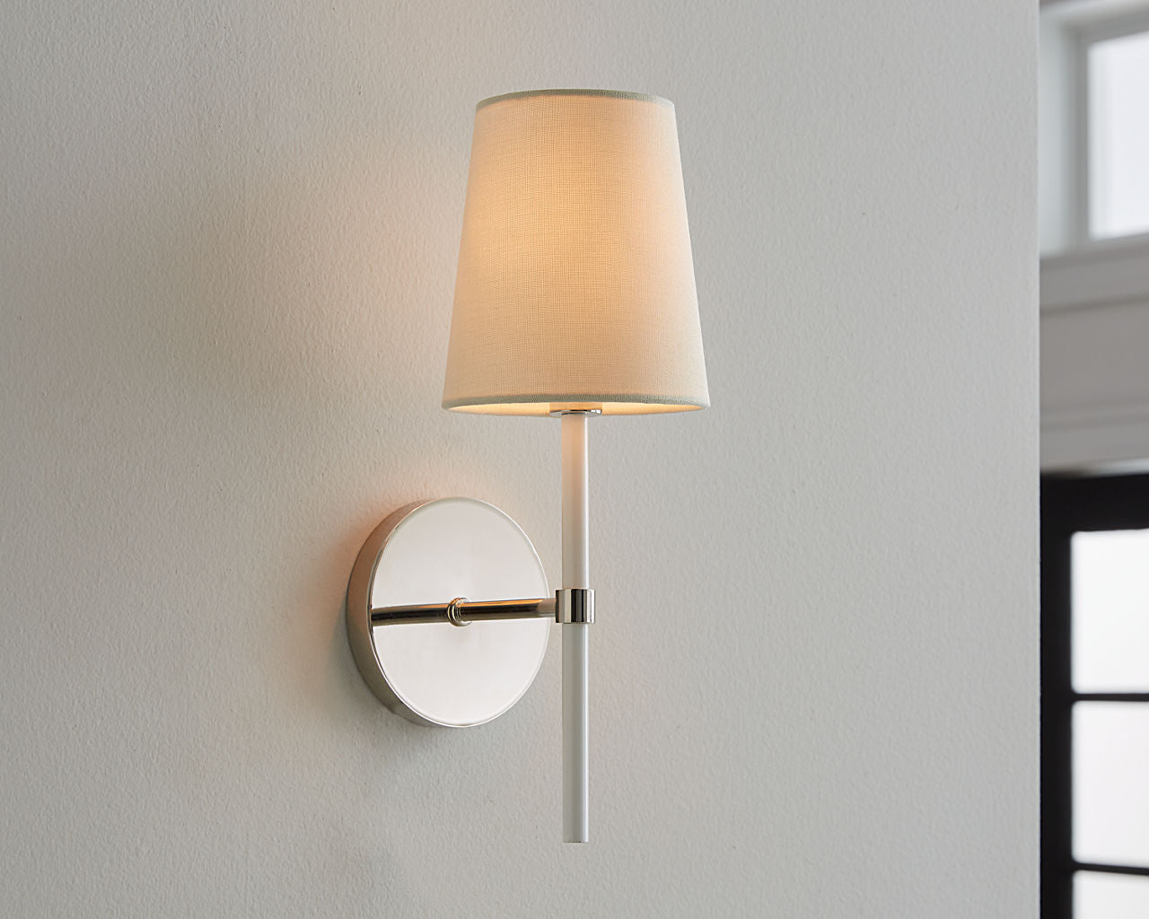 Monroe Small Sconce | Polished Nickel and Glossy White