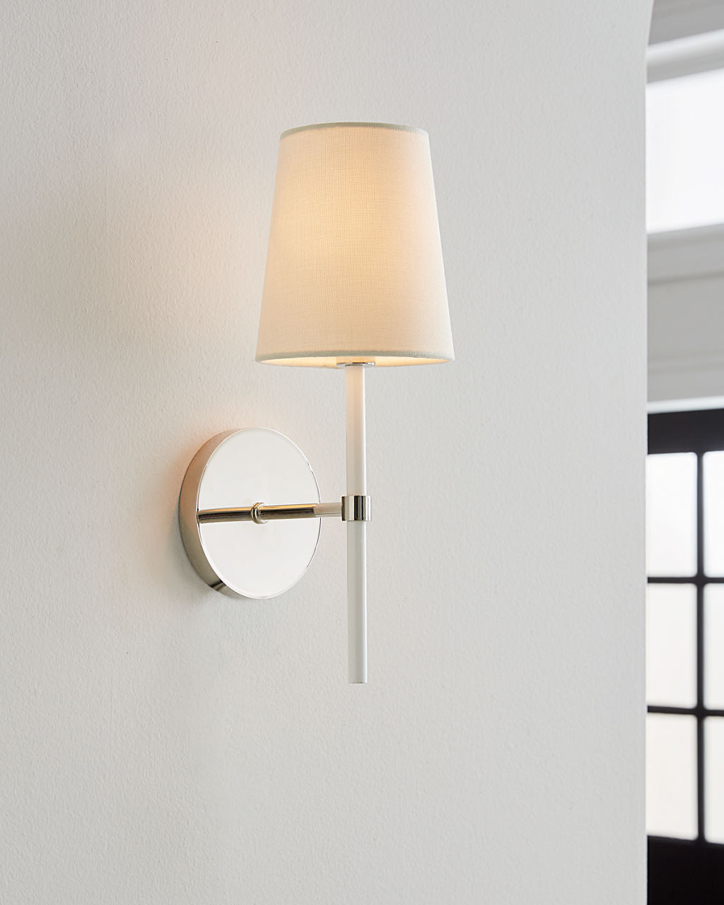 Monroe Small Sconce | Polished Nickel and Glossy White