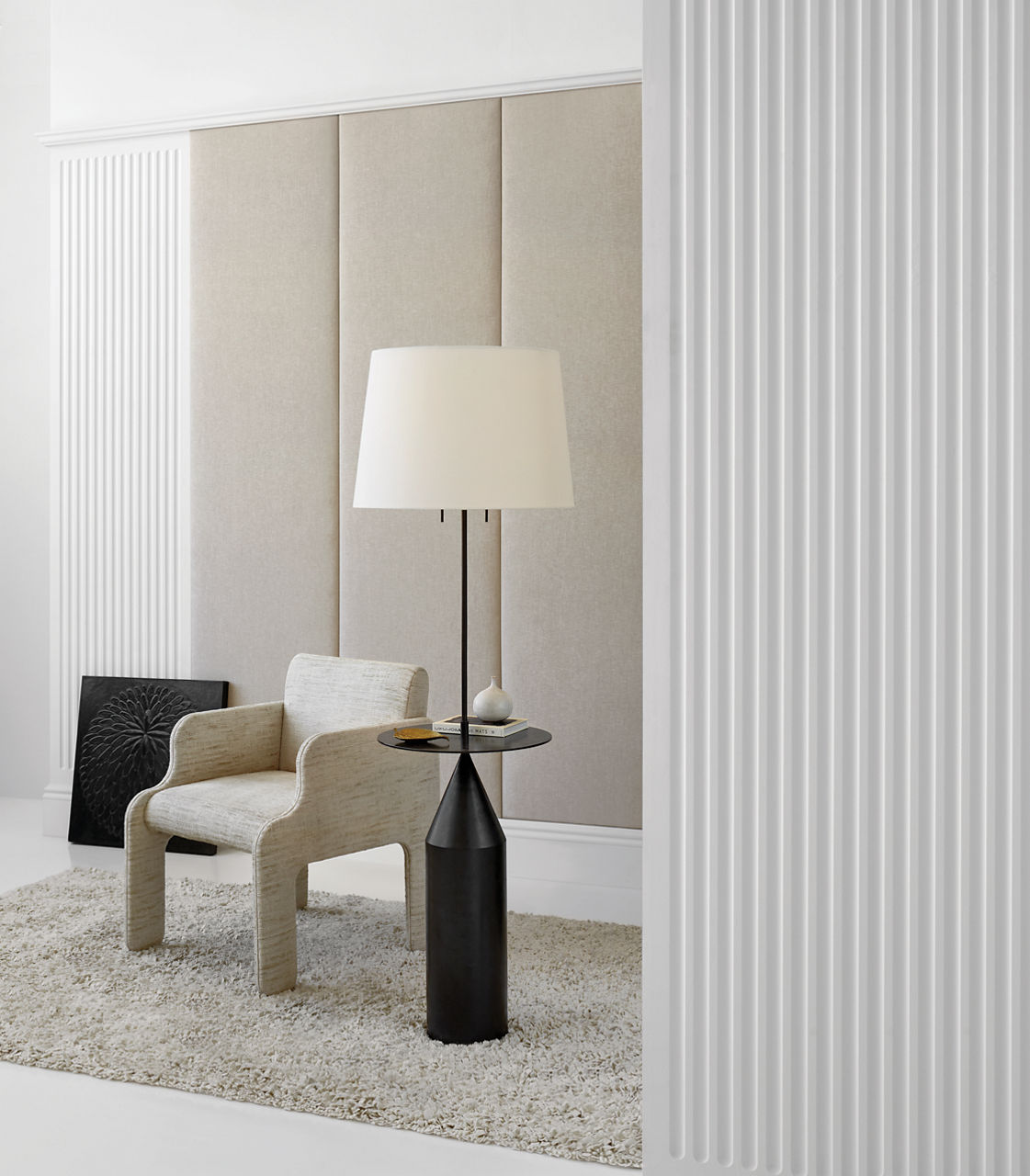 Zephyr Large Floor Light | Aged Iron | Linen Shade